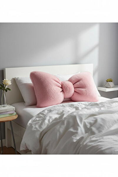 JACA Plush Bowknot Appearance XXL Throw Pillow Decorative Fabric Pillow Inner Filled Bowknot Throw Pillow