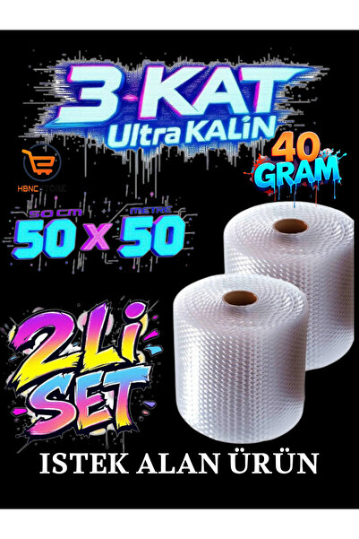 HBNC 3 Kat Ultra Kalın Balonlu Naylon – 40gr, 50x50 cm, 2'Li Set
