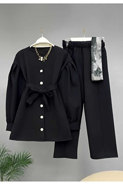 MODA VEDAT Women's Balloon Sleeve Tunic - Pants Scuba Suit -0561