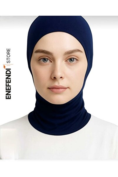 NF ND ENEFENDİ Sports Bonnet with Neck Collar |   Navy Blue Hijab • Ready-To-...