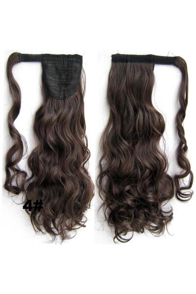 Trendpostiş Kahverengi At Kuyruğu Saç Dalgalı Cırtcırtlı Bağlamalı Postiş 60 ...