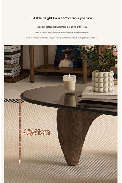 BL Luxury French-style glass coffee side table made of wood living room with elegant and high-quality