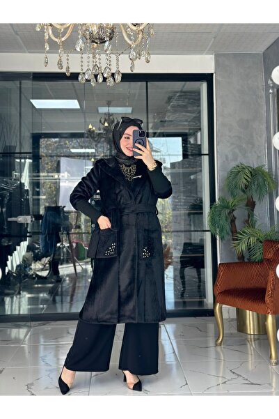 Zümra Tesettür Moda Angora Taşlı Kaban