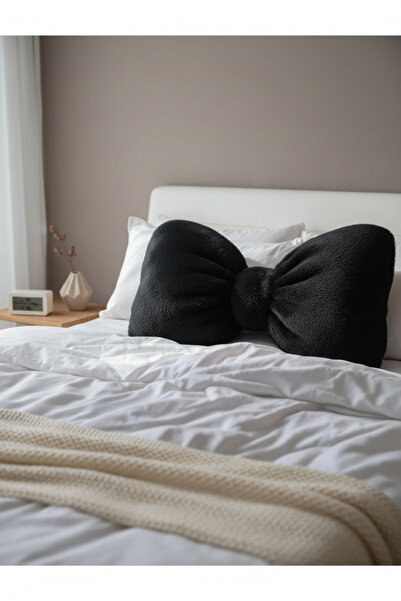 JACA وسادة زخرفية كبيرة الحجم بمظهر فيونكة قطيفة، وسادة قماشية مزينة بفيونكة ...