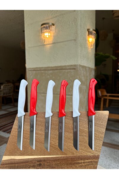 Solingen Tırtıklı Simli Deliksiz 6’lı Meyve Bıçağı (KIRMIZI-BEYAZ)