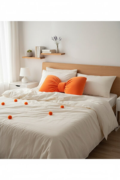 JACA Plush Bowknot Appearance XXL Throw Pillow Decorative Fabric Pillow Inner Filled Bowknot Throw Pillow