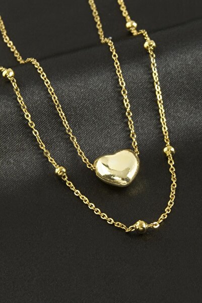 FREEDOM STOREE قلادة من الفولاذ على شكل قلب مزدوج