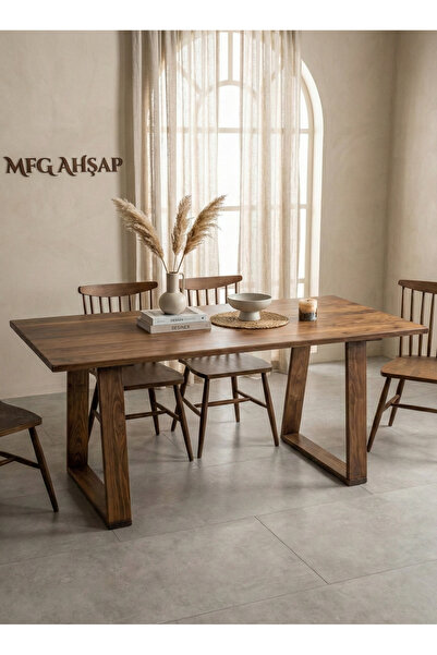 MFG AHŞAP Masif Ahşap Yemek Masası 6 Kişilik Mutfak Salon Çalışma Masası 180x80