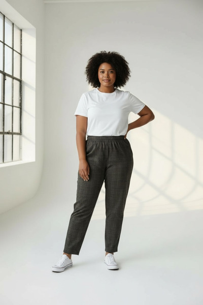 BİLGENS BUTİK Women's Plus Size Cotton Winter Pants