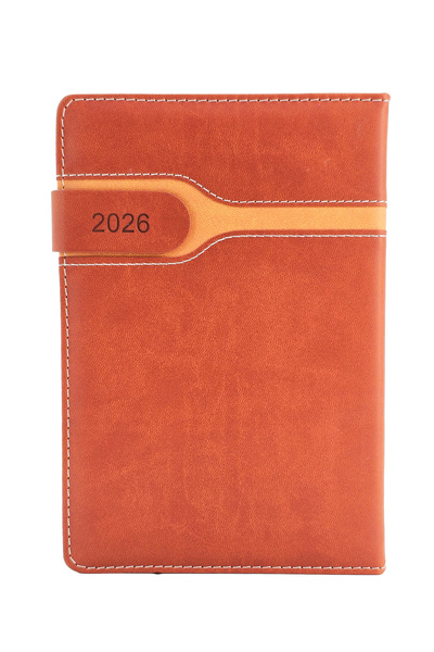 Generic مفكرة يومية من الجلد الصناعي مقاس A5 لعام 2026، مع حزام إغلاق مغناطيسي