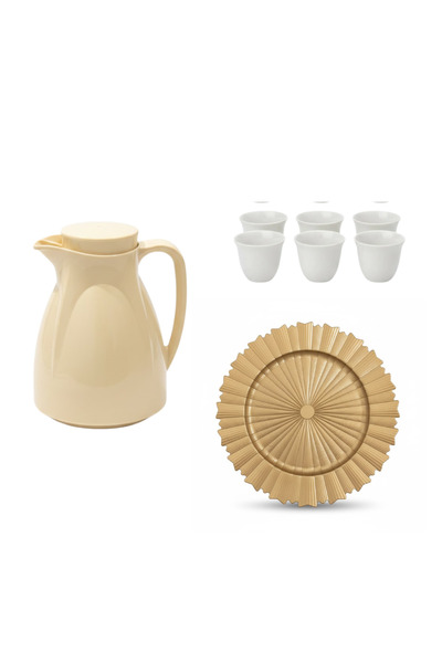 mawfoor A hospitality set consisting of a 0.5 liter coffee thermos + 6 cups + a dessert serving plate