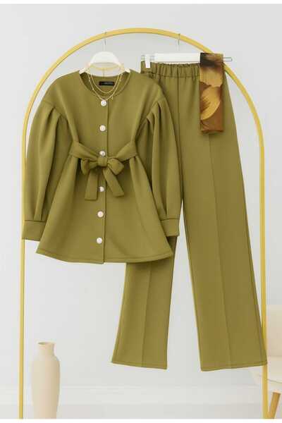 MODA VEDAT Women's Balloon Sleeve Tunic - Pants Scuba Suit -0561