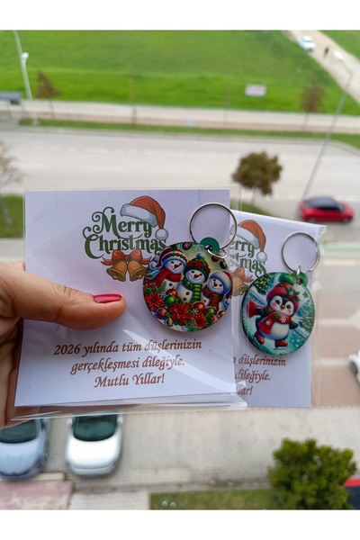 BursaTasarımDünyası 2026 yeni yıl renkli yılbaşı hediyesi 5 adet anahtarlık