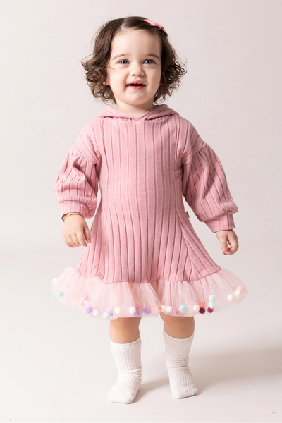 Babymod 100% Cotton Baby Girl Dress with Hooded Bows