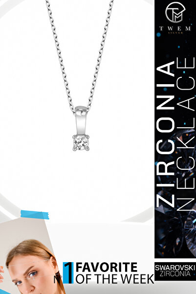 Swaroski Zirconia Taşlı Tektaş Kolye | Modern ve Şık