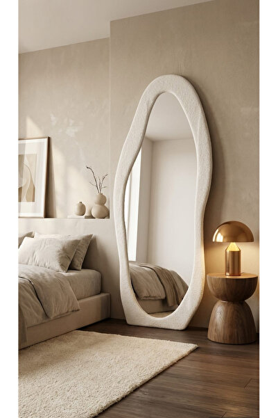 Areka Tall Buckle Floor Mirror with White Wooden Frame – Tempered Glass – Size 180x80