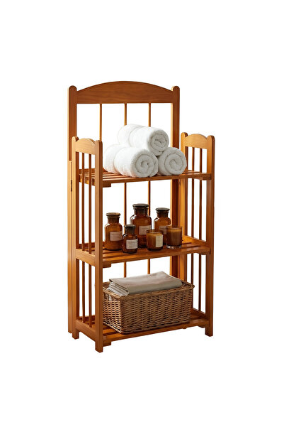 Cady One spacious, open 3-tier wooden storage shelf, ideal for use in the bathroom or laundry room.