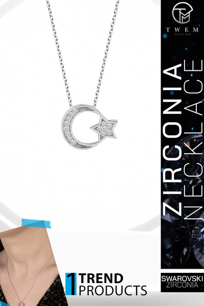 Swaroski Zirconia Taşlı Ayyıldız Kolye | Milli Gurur ve Asalet