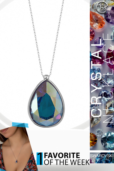 Swaroski Zirconia Crystal Taşlı Damla Kolye | Doğal ve Zarif Görünüm