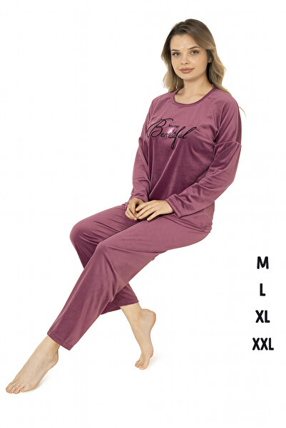 zahyat Women's pink velvet pajamas with a "shine" print - sparkling femininity and soft comfort
