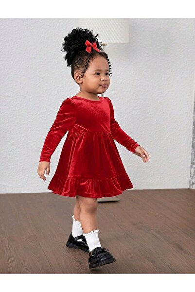 OEM Rochita rosie catifea, 12-18 luni, 86 cm