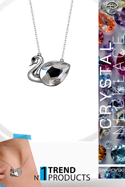 Swaroski Zirconia Crystal Taşlı Beyaz Kuğu Kolye | Zarafetin ve Asaletin Sembolü
