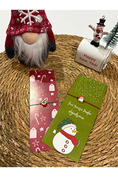 FIERA JEWELRY 2-Piece Tree & Santa Claus Adjustable Rope Bracelet with New Year Card