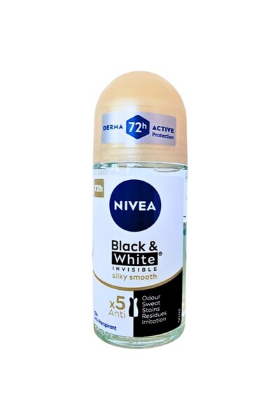 NIVEA Set 3 x Deodorant Roll-On Invisible Black & White Silky Smooth Deo, 50 ml