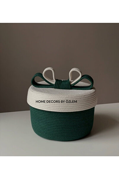 home decors by özlem Basket with Lid Wicker Basket Storage Box Organizer Hand...