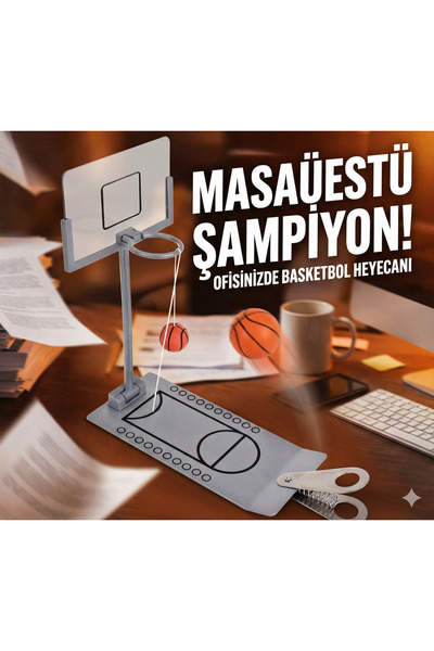 CALIBURN Masaüstü Mini Basketbol Oyunu - Metal Yaylı Atış Seti, Ofis Stres Oyuncağı ve Eğlenceli Hediye