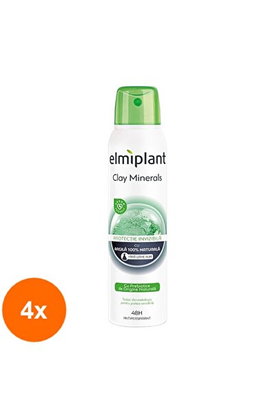 ELMIPLANT Set of 4 x Deodorant Antiperspirant Spray Clay Minerals, 150 ml
