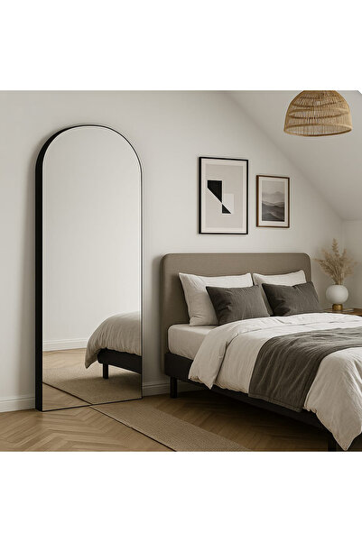 Areka Tall Buckle Floor Mirror with Burnt Brown Wooden Frame – Tempered Glass – Size 180x80