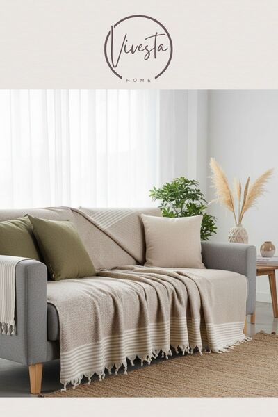 Vivesta Home غطاء أريكة قطني مقاس 180×210 سم – غطاء واقي أنيق غير قابل للانزل...