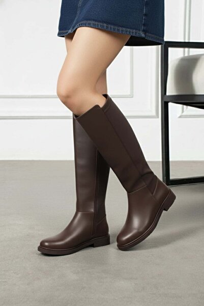 NAVİSHOES Kadın Fermuarlı Kürklü Kalın Bacaklara Uygun Çizme A400NAV