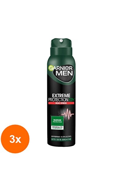Garnier Set of 3 x Deodorant Spray Men Extreme Protection 72h, for Men, 150 ml