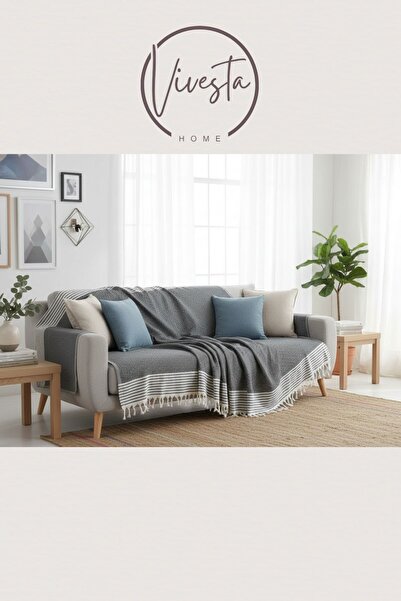 Vivesta Home 180x210 Kaymaz Koltuk Örtüsü Pamuklu Yıkanabilir Leke Tutmaz Şık...