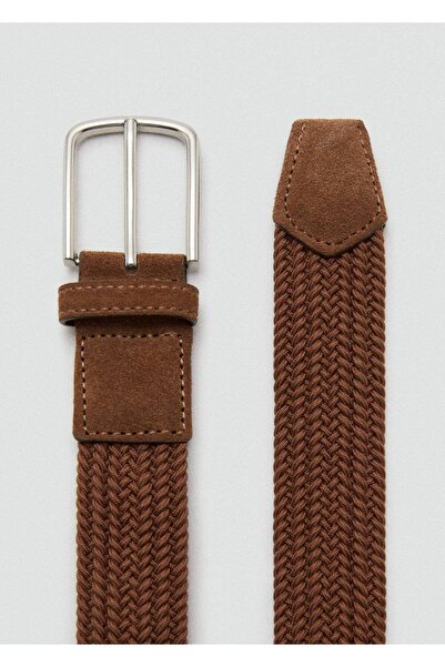 MANGO Man Örgü desenli elastik kemer