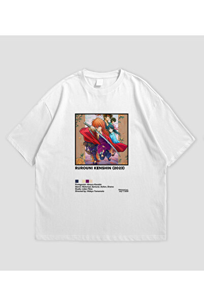 SVART WEAR تي شيرت روروني كينشين 2023 أنيمي مطبوع قصة فضفاضة للجنسين