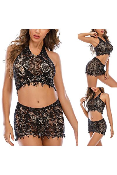 4basix Fishnet Bodystocking Lingerie for Women Sexy See Through Mesh Lingerie, Black
