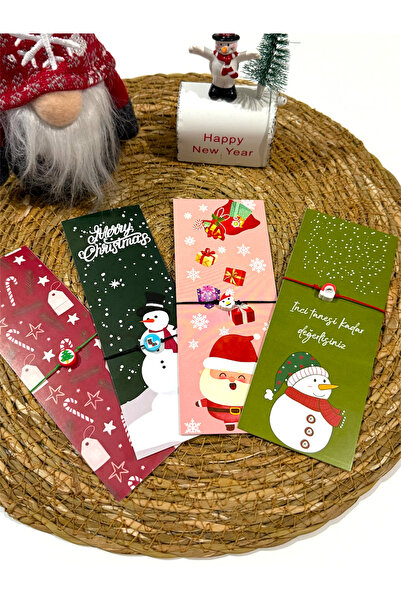 FIERA JEWELRY Set of 4 with New Year's Card, Bead Detail Adjustable Rope Bracelet