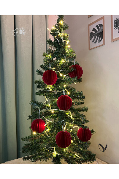 Leaft Design Premium Yılbaşı Ağacı Süsleme Topları - 6'lı Set (6,5 cm) - 3D B...