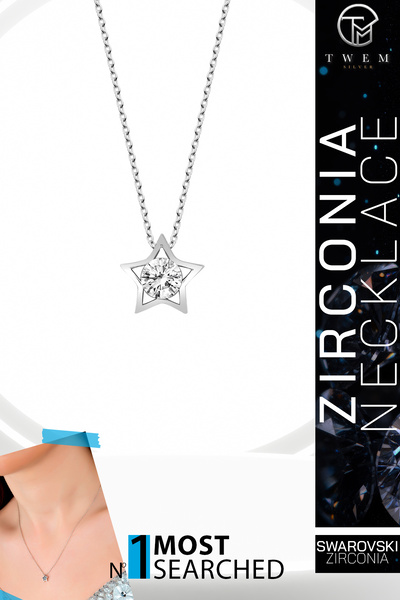 Swaroski Zirconia Taşlı Yıldız Kolye | Gökyüzü Işıltısı