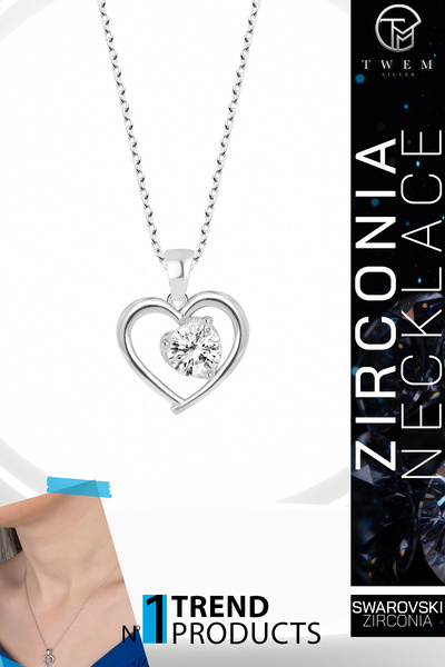 Swaroski Zirconia Taşlı Kalp Kolye | Aşkın Işıltılı Sembolü