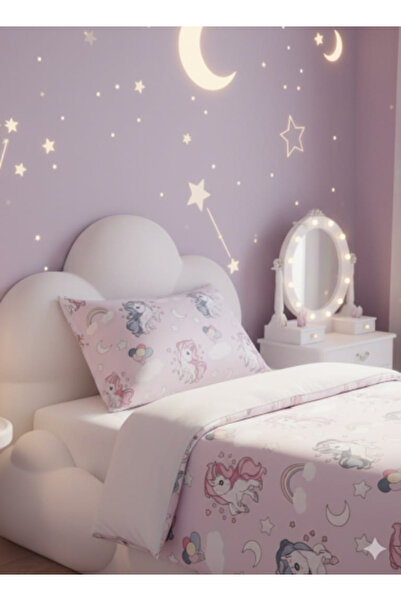 Alpateks Home Unicorn Tek Kişilik %100 Pamuklu Nevresim Takımı Çarşafı Lastikli