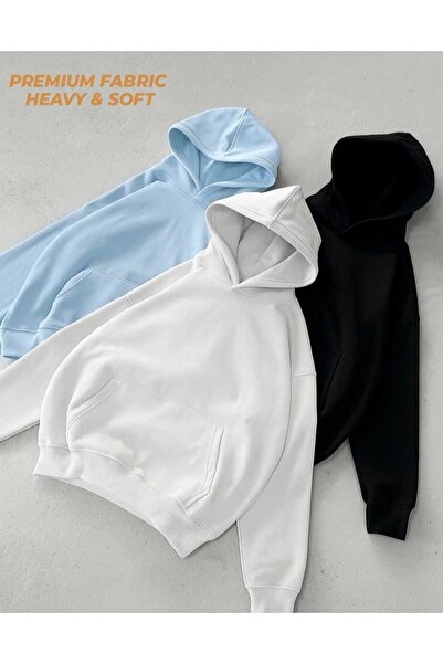 woonkey Premium Basic Hoodie Oversized Fit Soft Thick and Comfortable Fabric Set of 3 Trendy Model