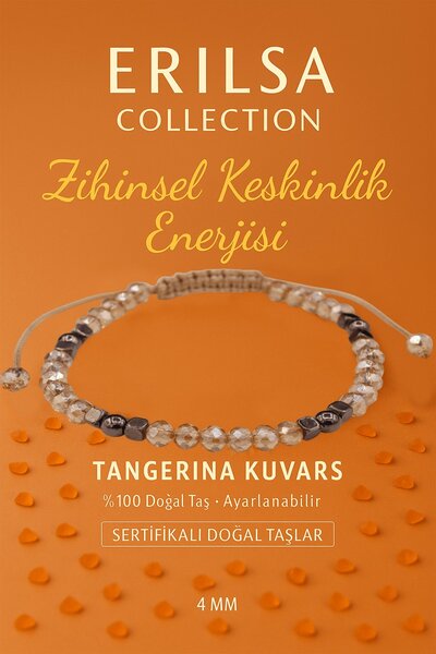 Erilsa سوار الطاقة للحيوية العقلية المعتمد - كوارتز تانجرينا وحجر طبيعي تيراه...