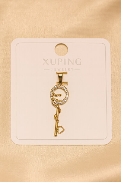 Lanuna Altın Kaplama Taşlı Anahtar Figürlü Kolye Ucu