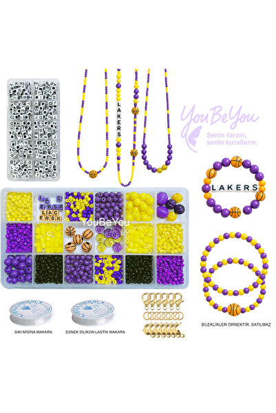 By MO Accessories Los Angeles L Fan Necklace Bracelet Making Beads Hobby Kit for Basketball Lovers 3