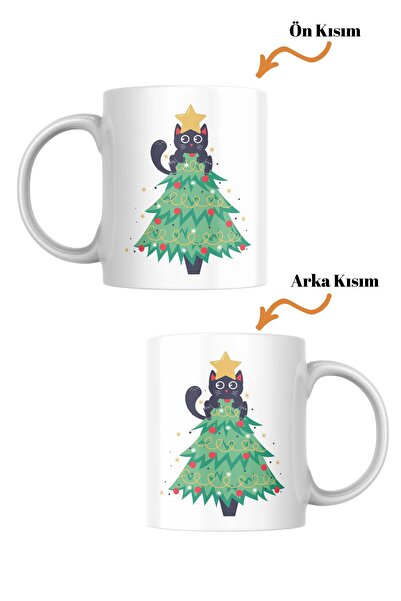 freyja design Yılbaşı Kedili Hediye Porselen Kupa