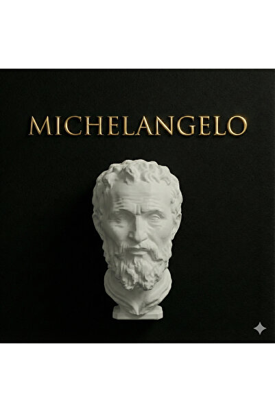 uAmor Michelangelo Portre Heykeli - Mimar ve Mühendis Ofis Hediyesi - Beyaz M...